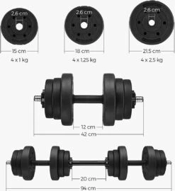 Hoppa! Halterset,verstelbare Kunststof Dumbbell Set, Met Aansluitende Stalen Buis, Halters, Dumbbell Set, 20 Kg/30 Kg, Workout Fitness Training, 1 Paar, -Fitnessapparatuur Winkel 1097x1200 1