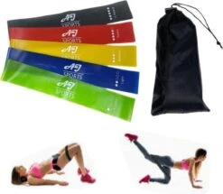 AJ-Sports Latex Weerstandsbanden - Booty Bands - Fitness Elastiek - Weerstandbanden - Set Van 5 Weerstandsbanden - 5 Verschillende Weerstanden - Resistance Band - Fitness Band - Fitness - Workout - Inclusief Draagtas