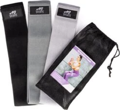 AJ-Sports Weerstandsbanden - Booty Band - Resistance Band - Fitness Elastiek - Zwart/Grijs/Lichtgrijs - Set Van 3 Weerstandsbanden - Resistance Band - Fitness Band - Fitness - Workout - Inclusief Handleiding & Draagtas