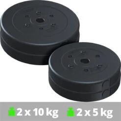 ScSPORTS® Halterschijven Set 30 Kg - Kunststof - 30 Mm - 2x10 - 2x5 Kg - Gewichten -Fitnessapparatuur Winkel 1200x1200 1225