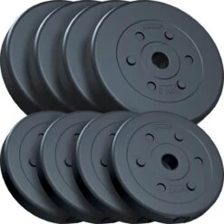 ScSPORTS® Gewichten Set 30 Kg - Kunststof - 4 X 5 Kg En 4 X 2,5 Kg Halterschijf - 30 Mm