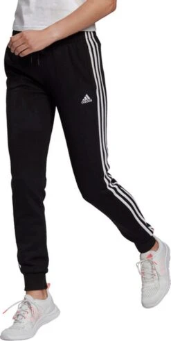 Adidas Adidas Essentials 3-stripes Broek - Vrouwen - Zwart/wit -Fitnessapparatuur Winkel 604x1200